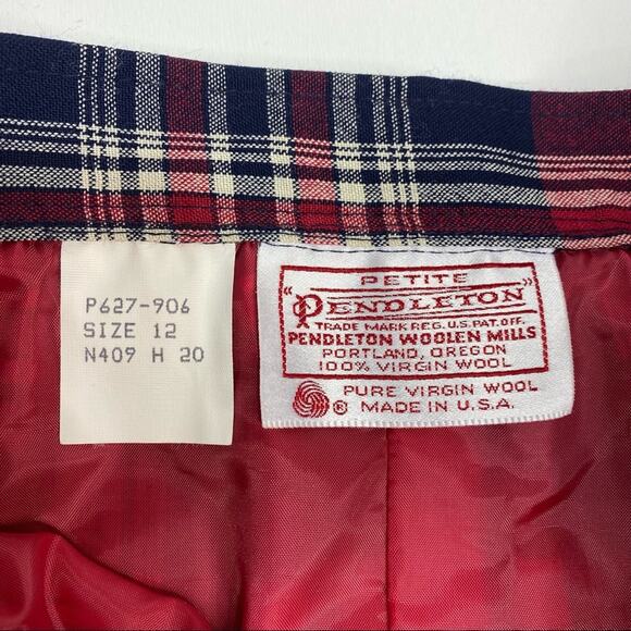 Pendleton Vintage Red Wool Plaid Pleated Pencil Midi Skirt 12p - Picture 4 of 7